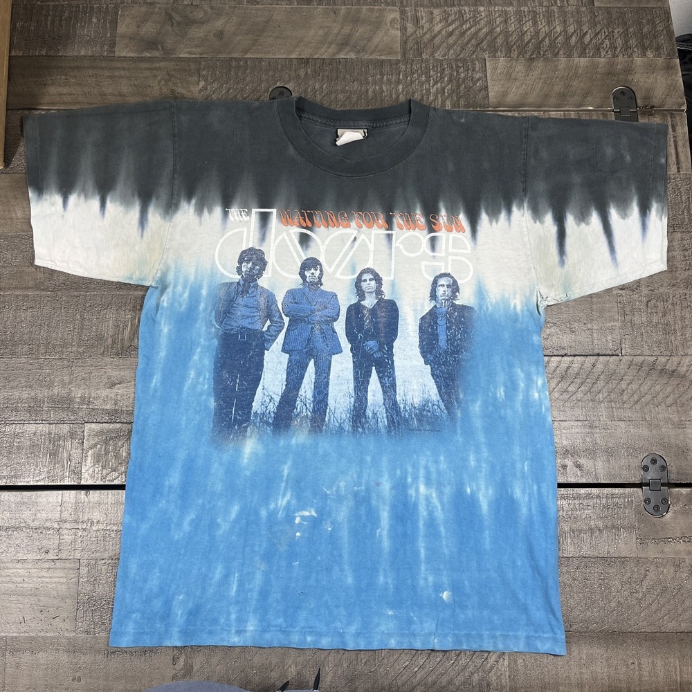 Vintage The Doors Shirt Medium Waiting for the Sun Liquid Blue Tour Concert‎ Y2K - Picture 2 of 10